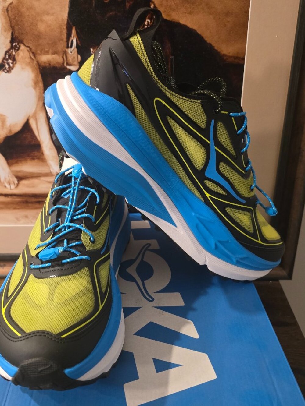 Hoka Stinson One7 One 7 Hiking Trail Running Black / Skyward Blue Mens 10 Shoes